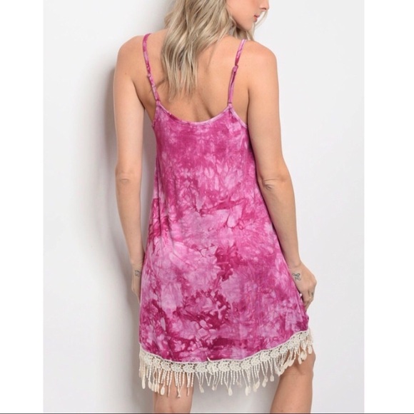 Fushcia Tie Dye Dress​​ - Picture 3 of 3